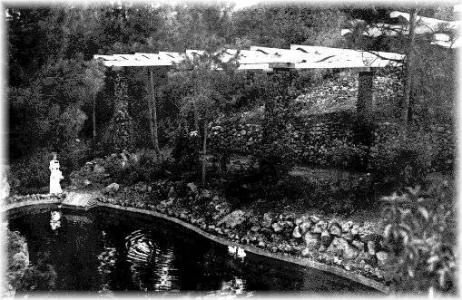 Pond and pergola.