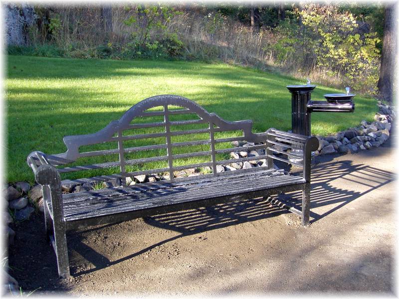 New bench and fountain.